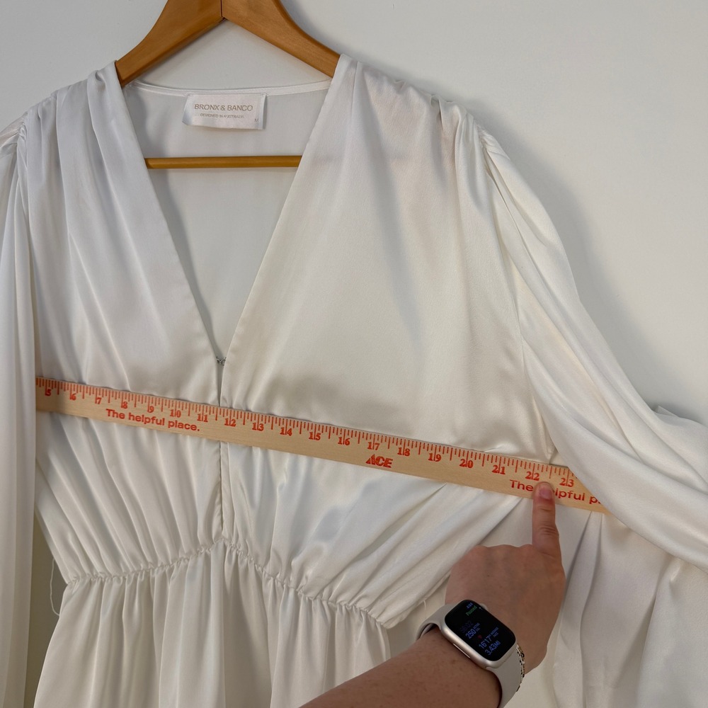 Bronx & Banco White Silk Bedouin Mini Dress M US 6 Bridal Engagement No Belt - Picture 11 of 13